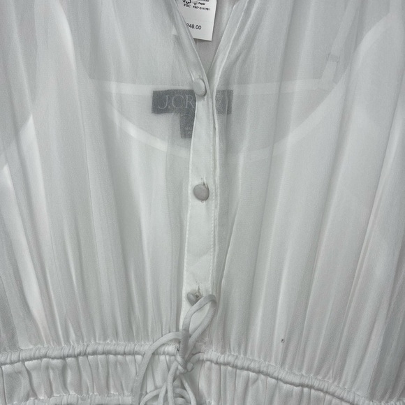 J. Crew Elena Shirtdress Chiffon White Midi A Line Minimalist Sheer US 0 NWT - Picture 5 of 9